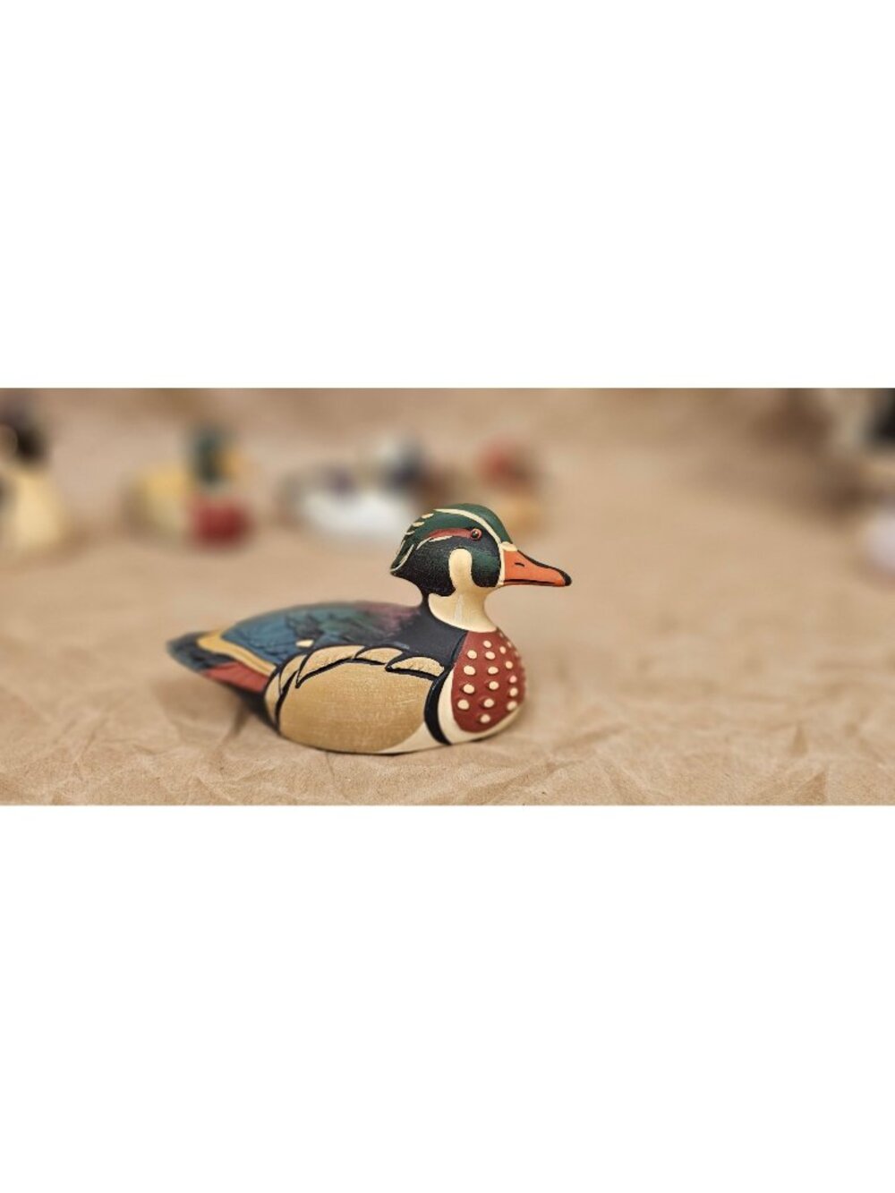 Hand-Painted Wooden Duck Figurine Mallard Style Vintage Collectible 4.5” Length